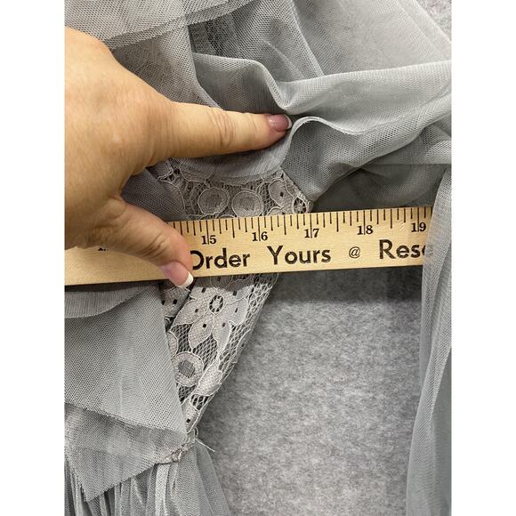 Chicwish Dress Womens Small Sage Gray Lace Ruffle Mesh Coquette Fairy Bow Midi - Picture 5 of 5